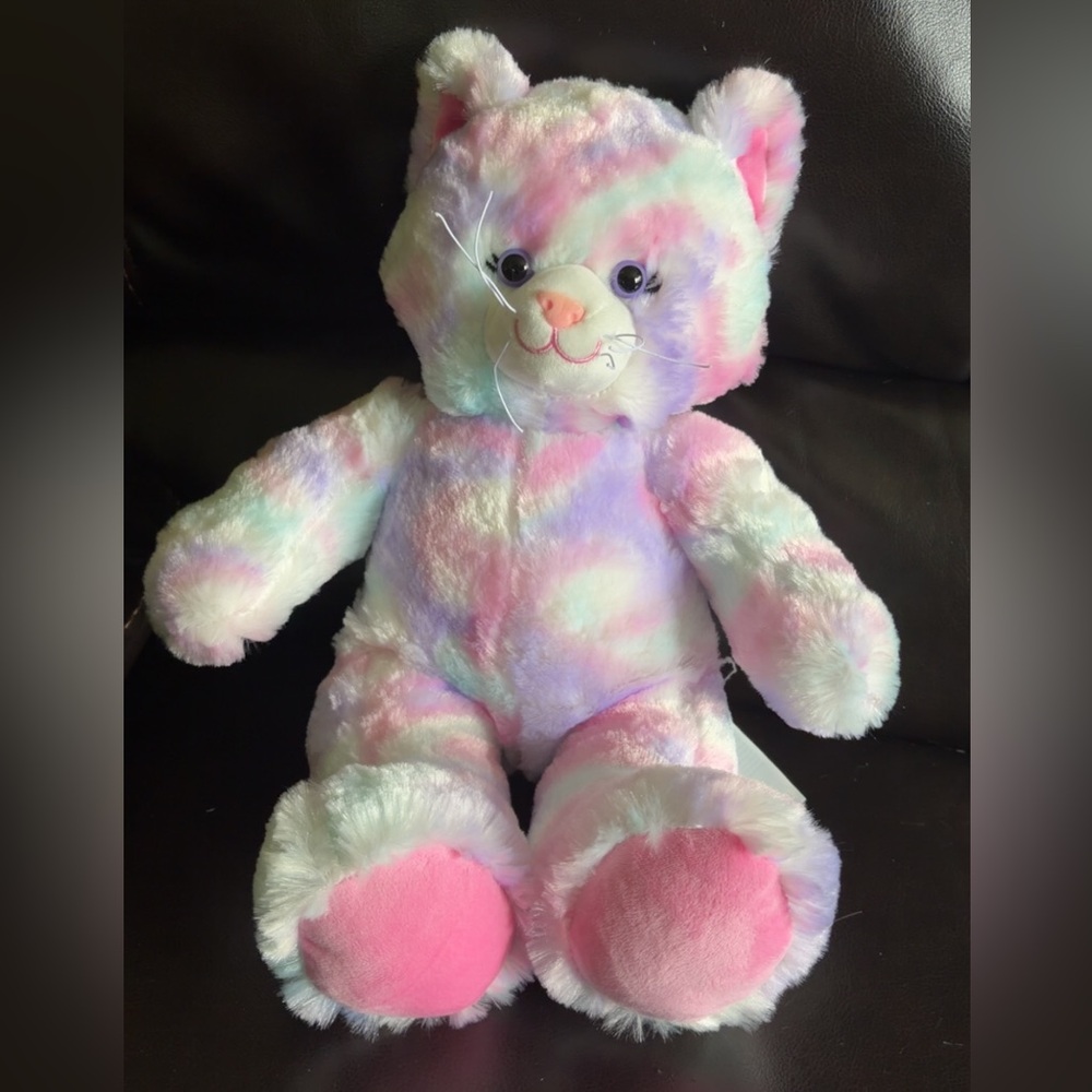Build-A-Bear Pastel Rainbow Cat with Pink Paw Pads